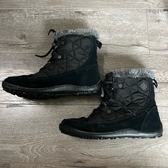 Columbia Omni Tech Quilted Winter Insulated Snow Boot Suede Black Size 8 - Picture 4 of 6